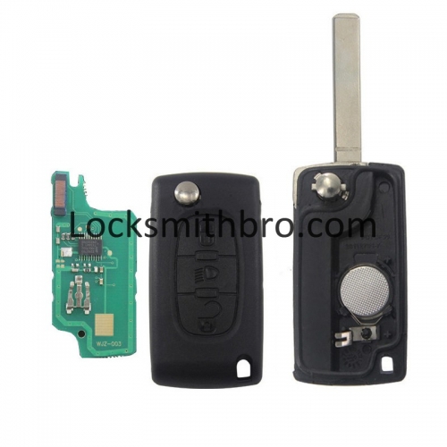 LockSmithbro ASK 0536 3 Button 433Mhz 7961(ID46) Chip 407(HU83) Blade Peugeo With Light Button Flip Remote Key For Cars 2006-2011