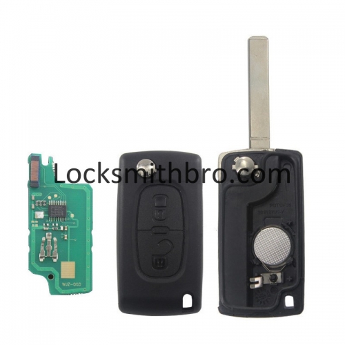 LockSmithbro ASK 0536 2 Button 433Mhz 7961(ID46) Chip 307(VA2) Blade Peugeo Flip Remote Key For Cars 2006-2011