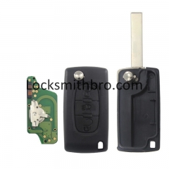 LockSmithbro FSK 0523 3 Button 433Mhz 7941(ID46) Chip 407 (HU83) Blade Peugeo With Light Button Flip Remote Key For Cars After 2011