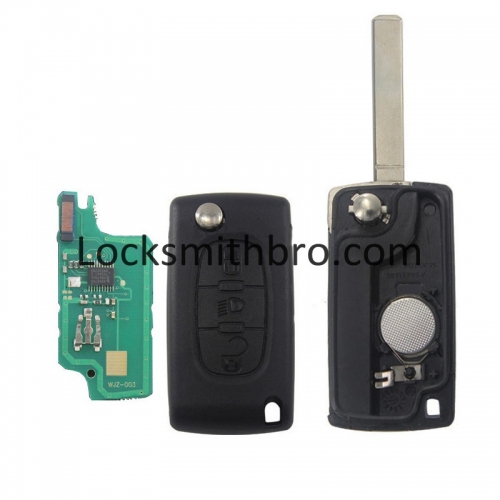 LockSmithbro ASK 0536 3 Button 433Mhz 7961(ID46) Chip 307(VA2) Blade Peugeo With Light Button Flip Remote Key For Cars 2006-2011
