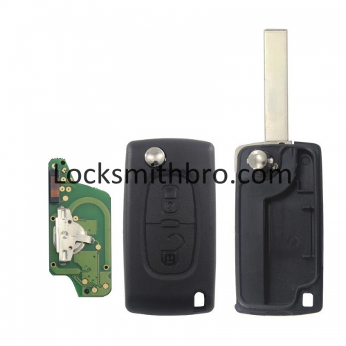 LockSmithbro FSK 0523 2 Button 433Mhz 7941(ID46) Chip 407 (HU83) Blade Peugeo Flip Remote Key For Cars After 2011