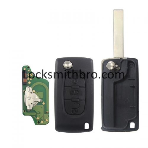 LockSmithbro ASK 0523 3 Button 433Mhz 7941(ID46) Chip 407(HU83) Blade Peugeo With Light Button Flip Remote Key For Cars 2006-2011