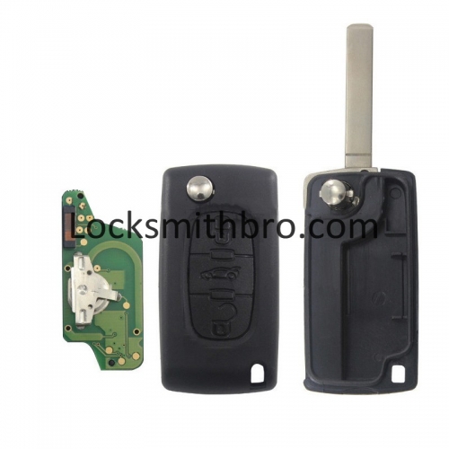 LockSmithbro FSK 0523 3 Button 433Mhz 7941(ID46) Chip 307 (VA2) Blade Peugeo With Trunk Button Flip Remote Key For Cars After 2011