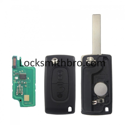 LockSmithbro ASK 0536 2 Button 433Mhz 7961(ID46) Chip 407(HU83) Blade Peugeo Flip Remote Key For Cars 2006-2011
