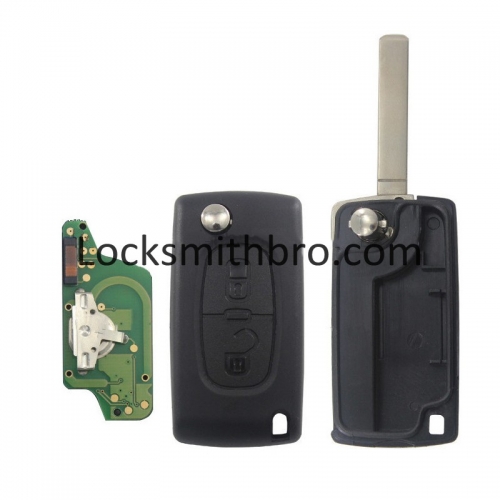 LockSmithbro FSK 0523 2 Button 433Mhz 7941(ID46) Chip 307 (VA2) Blade Peugeo Flip Remote Key For Cars After 2011