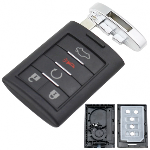 LockSmithbro TCadillac 5 button smart key card shell with blade and battery clamp