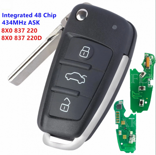 For Audi 3 Button Key 8X0 837 220D/433mhz With ID48 Chip