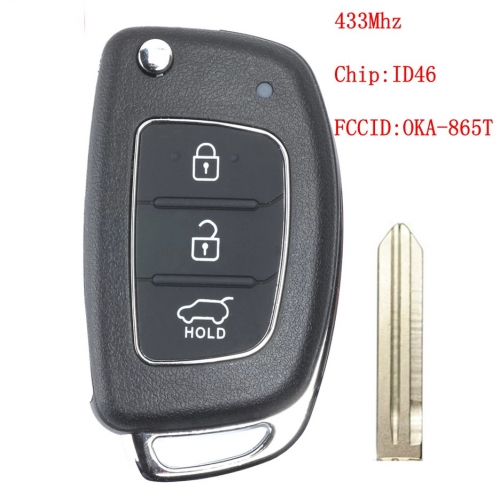 H-yundai Elantra 2014 2015 2016 Remote Key Fob OKA-865T 433MHz ID46 Chip 3 Button