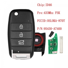 Kia Forte Forte5 Forte Koup 2013 2014 2015 2016 Remote Key Fob FCC ID: OSLOKA-870T, 95430-A7400 315MHz ID46 Chip