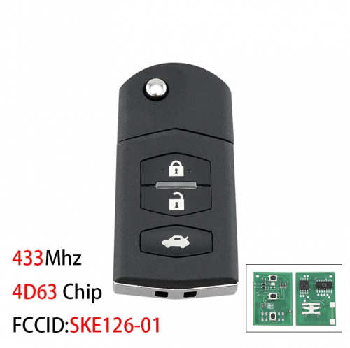 SKE126-01 433Mhz Remote Car Key for Mazda 2 6 2010-2013 Flip Smart Car Keys Fob for Mazda 3 Buttons
