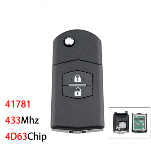 433Mhz 4D63 Chip Car Remote Key for Mazda 3 BK Series 2006-2009, BT50 2006 Visteon 41781 Smart Flip Car Key 2 Buttons
