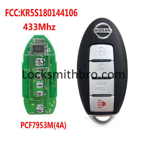 4Buttons Smart Card Key 433Mhz For Nissa.n Rogue US X-Trail South Asia 2014 2015 2016 With PCF7953 HITAG AES Chip KR5S180144106