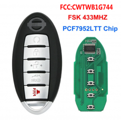 5Buttons Remote Key 433Mhz with ID46 Chip for Nissa.n PATROL Pathfinder Armada CWTWB1G744 Intelligent Smart Key