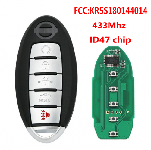 5Buttons S180144310 Smart Remote Car Key 433MHz PCF7953M For NISSA.N Altima Maxima Infiniti QX60 2015 2016 2017 2018 2019 KR5S180144014