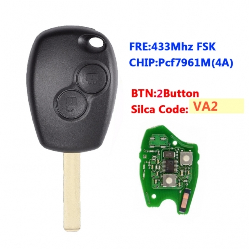 2 Button Remote Car Key 433mhz With PCF7961M/4A HU136/VAC102/VA2 Round Button