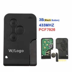 3 Button Smart Key Card 433Mhz ID46 PCF7926 Chip For R-enault Senic With Logo