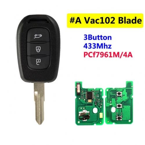 3 Button Remote Key For R-enault With PCF7961M/4A
