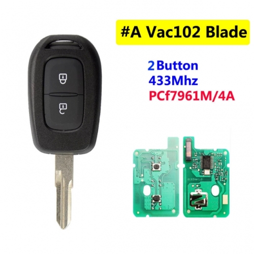 2 Button Remote Key For R-enault With OEM PCF7961M/4A chip