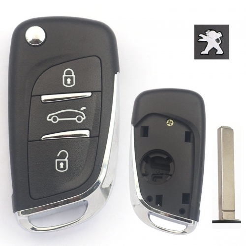 3 button TPeugeot VA2(307) blade Modified Remote Car Key shell with battery holder