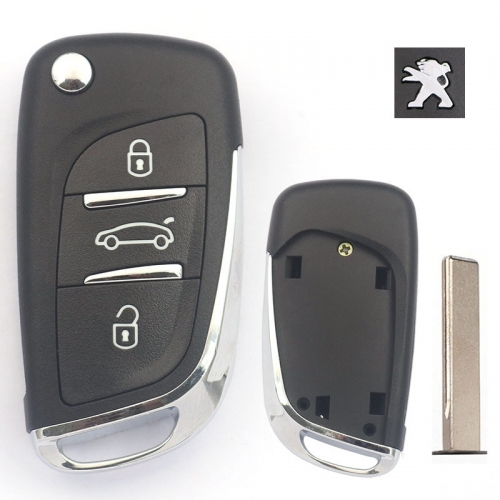 3 button TPeugeot HU83(407) blade Modified Remote Car Key shell without battery holder