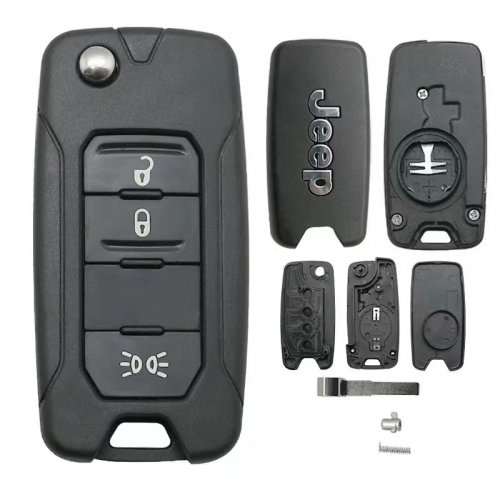 3 Buttons Jeep Remote Flip Key Shell With Logo