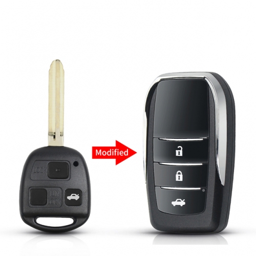 3 Button TOY43 Blade Modified Flip Key Shell For T-oyota Prado Corolla Camry Yaris Cruiser Land Replacement Remote Key