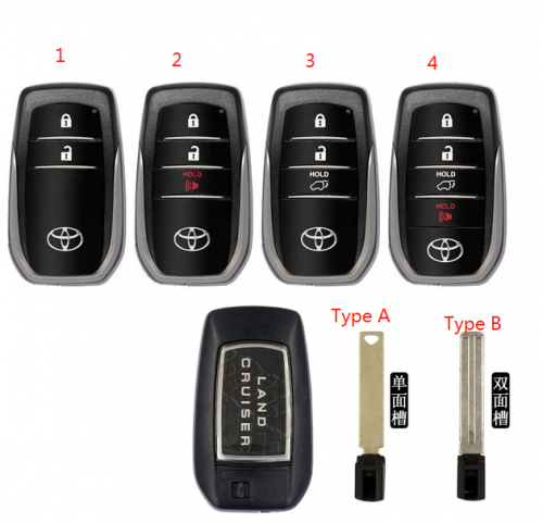 Smart Keyless Entry Remote Key Case Shell Fob for T-oyota Fortuner Highlander Hilux Camry Land Cruiser