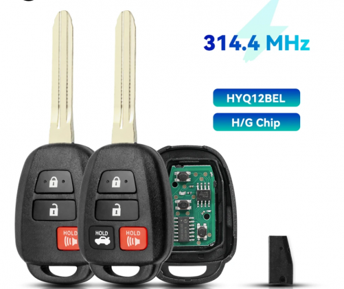 3/4Button Remote Key 314.4Mhz G/H Chip HYQ12BEL  For T-Toyota Camry 2012-2016 Corolla 2014-2017