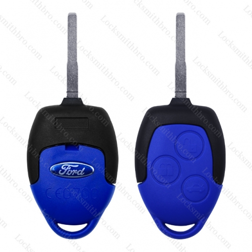 LockSmithbro 3 Button With Logo Ford Focus Blue Button Part Remote Key Shell