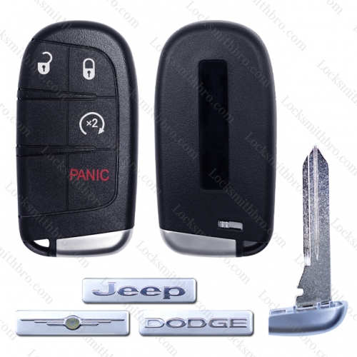 LockSmithbro ForChrysler Dodge Jeep 4 Button Remote Key Shell