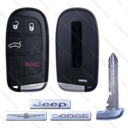 LockSmithbro ForChrysler Dodge Jeep 4 Button Remote Key Shell