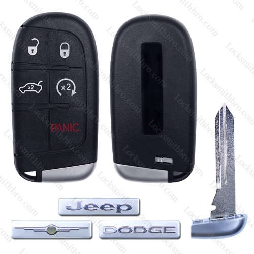 LockSmithbro ForChrysler Dodge Jeep 5 Button Remote Key Shell