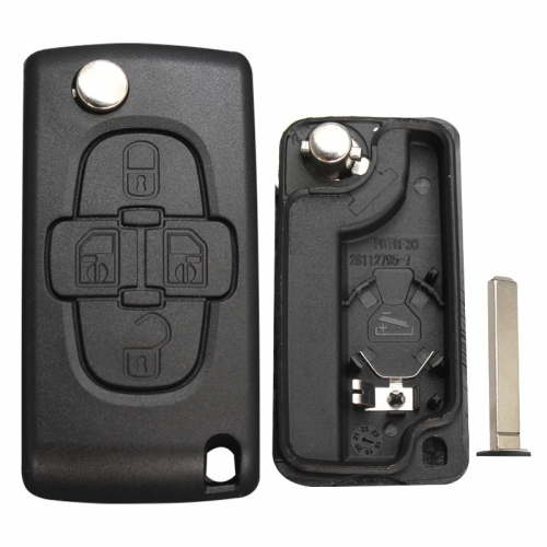 0536 Peugeo 4 Button 307(VA2) Blade Remote Key Shell With Battery Holder