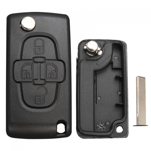 0523 For TCitroen 407(HU83) Blade 4 Buttons With Light Button Remote Key Shell Without Battery Holder