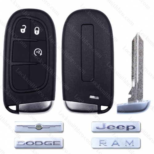 LockSmithbro 3 Button With Blade ForChrysler Dodge Jeep Remote Key Shell