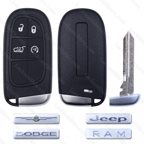 LockSmithbro 4 Button With Blade ForChrysler Dodge Jeep Remote Key Shell