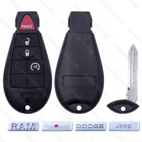 TChrysler Dodge Jeep 3+1 Button Key Shell Without battery clip