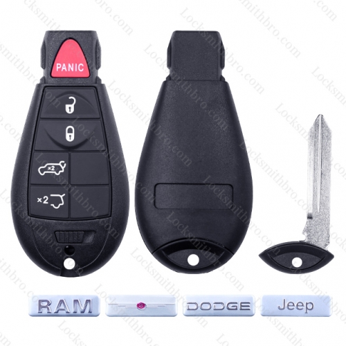 TChrysler Dodge Jeep 4+1 Button Key Shell Without battery clip