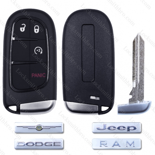 LockSmithbro 3+1 Button With Blade ForChrysler Dodge Jeep Remote Key Shell