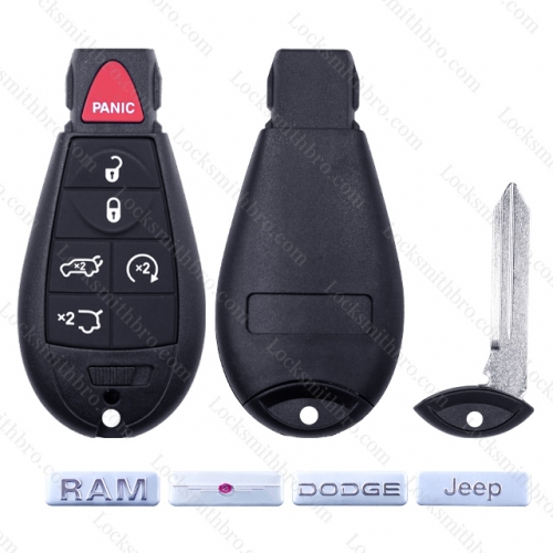 TChrysler Dodge Jeep 5+1 Button Key Shell Without battery clip