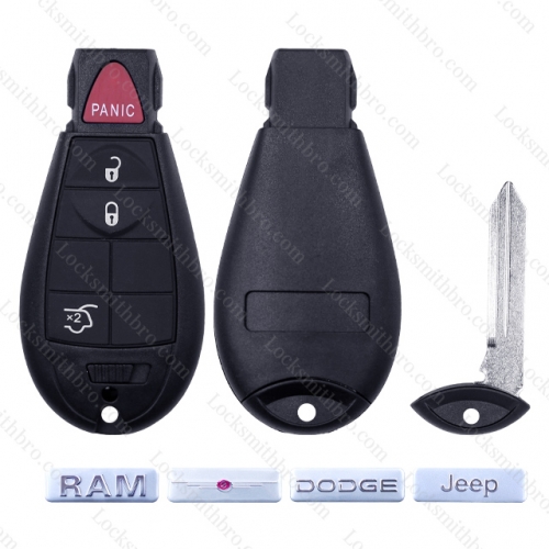 TChrysler Dodge Jeep 3+1 Button Key Shell Without battery clip