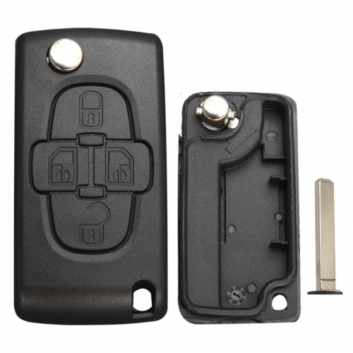0523 Peugeo 4 Button 307(VA2) Blade Remote Key Shell No Battery Holder