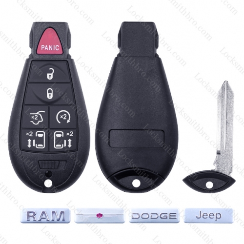TChrysler Dodge Jeep 6+1 Button Key Shell Without battery clip