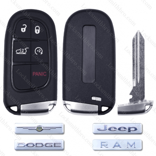 5 Buttons Car Key for Jeep Compass Renegade Cherokee DODGE RAM Durango T-Chrysler Shell Case Fob Entry