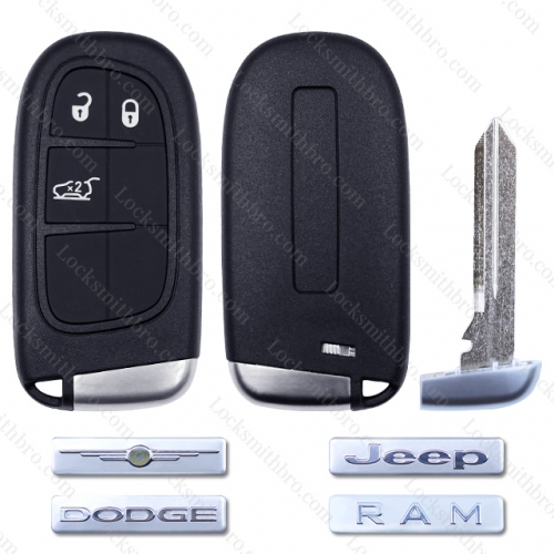 3 Buttons Car Key for Jeep Compass Renegade Cherokee DODGE RAM Durango T-Chrysler Shell Case Fob Entry