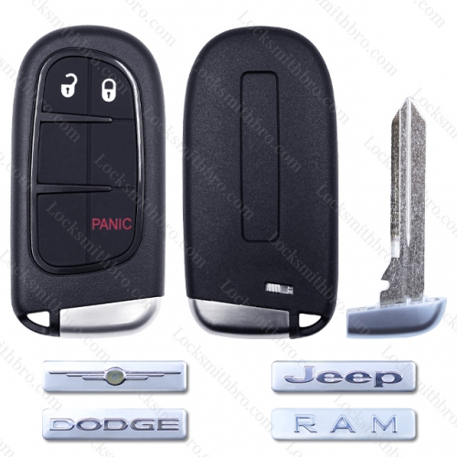 LockSmithbro 2+1 Button With Blade ForChrysler Dodge Jeep Remote Key Shell