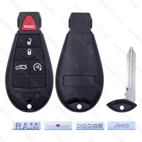 TChrysler Dodge Jeep 4+1 Button Key Shell Without battery clip