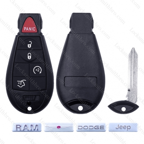 TChrysler Dodge Jeep 4+1 Button Key Shell Without battery clip