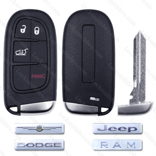 4 Buttons Car Key for Jeep Compass Renegade Cherokee DODGE RAM Durango T-Chrysler Shell Case Fob Entry