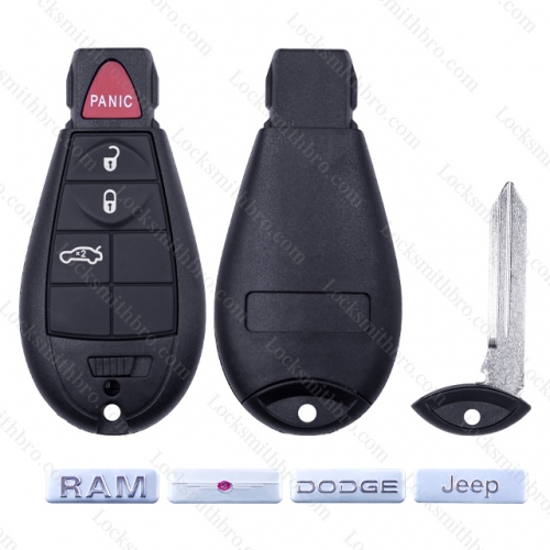 TChrysler Dodge Jeep 3+1 Button Key Shell Without battery clip